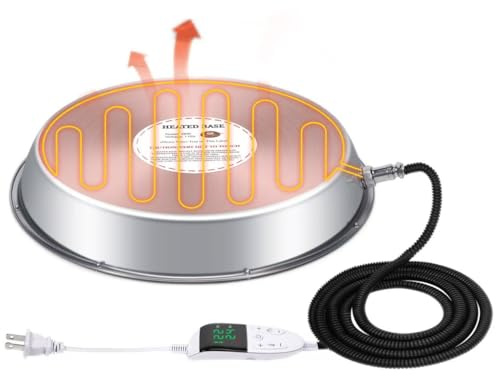 Muyirted - Calentador de bebedero para aves de corral, placa calefactora para pollo de acero inoxidable, calentador de fuente para beber, Ø 30 Cm, protección contra el gel de invierno