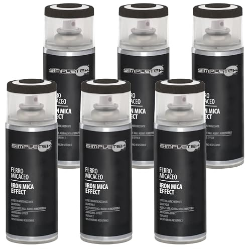SIMPLETEK - 6x Bombolette Spray Vernice per Ferro Antico V400MIC.1 Metallo Ringhiere Cancello Garage 400 ml Universale (Kit da 6 pezzi)