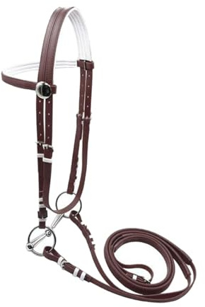 Aymzbd Cavallo Testiera Redini Set Equestre PVC con Anello Inox Bocca Cava vestibilità Regolabile Antiscivolo Adatto per Sport Equestri Allenamento E, Marrone 13.5 Cm