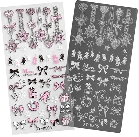 Pochoirs à ongles Série de Noël Plaques de manucure Pochoirs d'impression Flocon de neige Pochoirs Série de Noël Pochoirs pour manucure