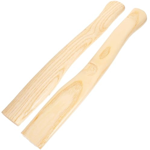 HOUDERCO 2 pièces Manche de Hache Bois Dur Remplacement Robuste pour Outils de Jardinage et Coupe Extérieur Poignée Résistante Anti-déformation pour Bûcheronnage et Travaux de Coupe