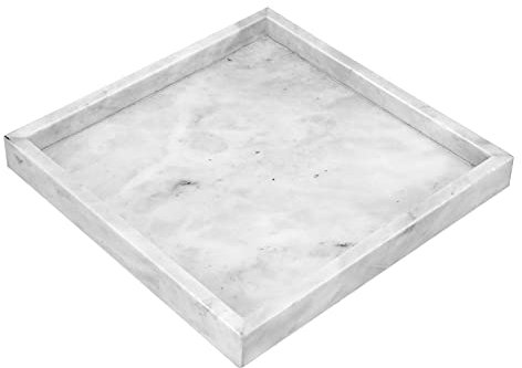 BSTKEY Bandeja decorativa de piedra de mármol natural, bandeja cuadrada de 25 cm, bandeja de mármol para cocina, baño, tocador, encimera (gris) (GYL19234-44)