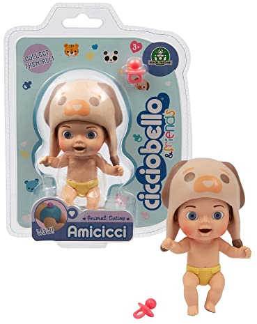 Cicciobello Amicicci CC038500 Giochi Preziosi - Minifigura con Gorro de Animal y coleta en el pañal, para niñas a Partir de 3 años, CC038500