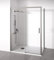 Mampara de ducha angular 1 corredera + 2 fijos - sin perfilería inferior - Cristal transparente templado 6mm - Plata Brillo - Ancho adaptable 155-160 x 77-80cm - Posición puerta derecha - Alto 195cm