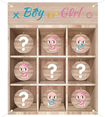 BLOOMWIN Gender Reveal Tic Tac Toe - Tris Gioco Gender Reveal - Giochi Gender Reveal Party X e O- Bambino Genere Rivelare Festa Forniture Kit - Baby Shower Boy or Girl Kit