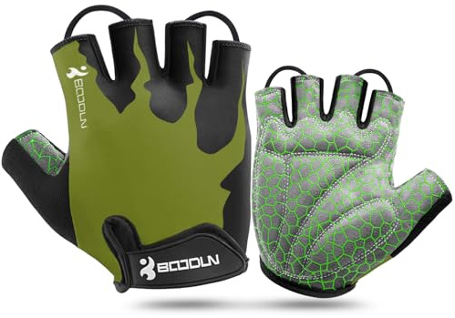 KONVINIT Fahrradhandschuhe Herren Damen Sommer - Radhandschuhe Halbfinger Fahrrad Handschuhe Freizeit für Mountainbike,Rennrad,Downhill,Pendler,Radler,Kajak,Roller,Segel,Ruder,Olive L