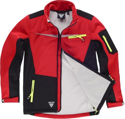 WORKTEAM Chaqueta Softshell, Corta Vientos Y Repelente al Agua, con Detalles Reflectantes, Forro Polar Interior, Transpirable y Resistente al Desgarro. Unisex