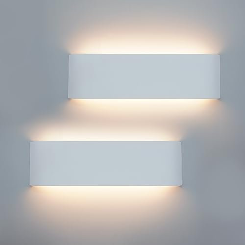 KICAAO 2pz Lampada Interno LED moderne Applique da Parete Illuminazione Bianco Caldo 3000K Luce Alluminio 28.5 12W per Casa Soggiorno Camera da Letto Scale