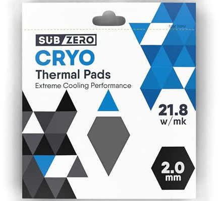 subZero CRYO 21.8w/mk Thermal Pad, 100x100mm, Super Soft Thermal Compound, Gap Filler for GPU/Laptop Heatsink/GPU/CPU/LED Cooler (2.0mm)