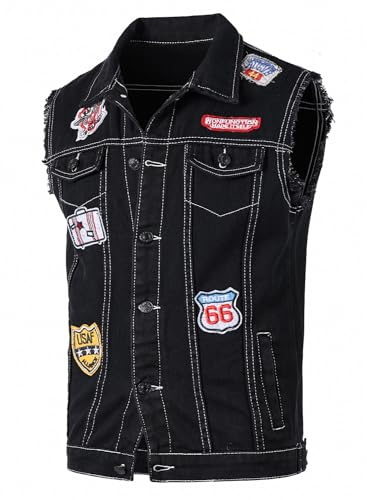 Yukirtiq Chaleco de Jeans para Hombre Chaleco de Mezclilla Chaleco de Tela Vaquera sin Mangas Vintage Chaqueta de Mezclilla