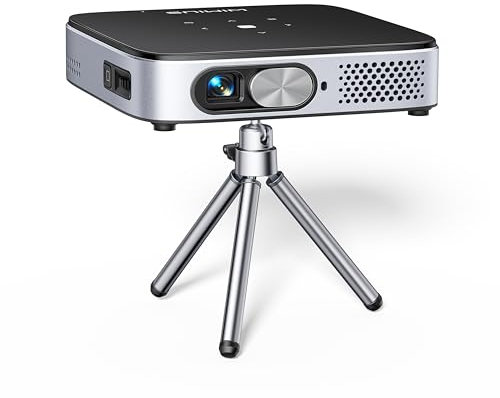 Mini Beamer, Android 11.0 DLP Ultrakurzdistanz Smart Beamer mit Akku, WiFi6 Bluetooth Portabler Beamer 1080P Full HD Unterstützung, Staubdicht Projektor Handy für Outdoor/Heimkino