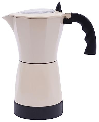 Cafetière à expresso, cafetière, cafetière, cafetière italienne, pour tasses à expresso, électrique, avec base Italia, machine à café filtre Italia, 300 ml, 6 tasses, blanche