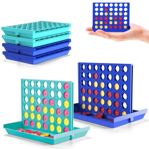 Pup Go 4-Pack Mini Pocket Sized 4 in a Row Board Game for Kids Ages 3+, Perfect Party Bag Fillers for Kid Classroom Prizes Rewards Unisex Kids Party Favour Toy Stocking Fillers Boys Girls