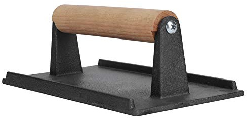 Bonbela Barbecue Griddle Press Cast Iron Grill Press Steak Bacon Vikt Barbecue Griddle med Trähandtag