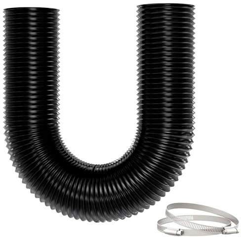 Yrichtra Tubo Flessibile Ventilazione Ø125mm x 2.5m, 5 Strati Rinforzati, Isolamento Termico, Riduzione Rumore, con Fascette, per Cappa Cucina, Asciugatrice e Ventilazione, Nero