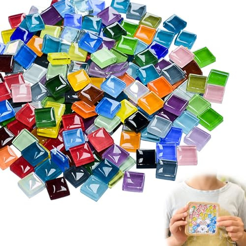 Pietre quadrate per mosaico da 500 g, per fai da te, 1 x 1 cm, fai da te, decorazione per mosaico, pietre colorate in vetro, per decorazione della casa, giardino, vasi di fiori, cornice