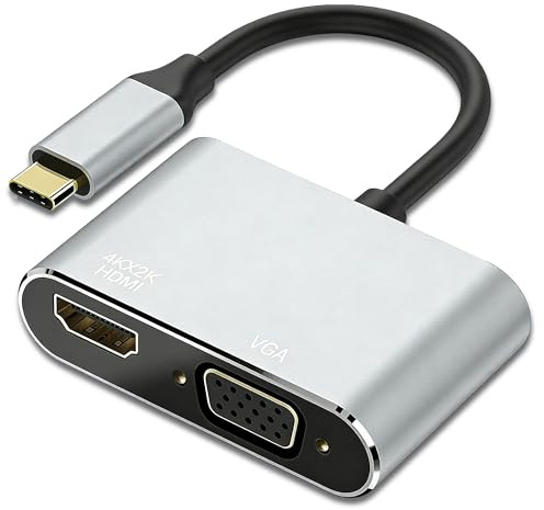 USB C till HDMI VGA-adapter 2-i-1, USB C-hubb med 4K HDMI, VGA, 100 W PD-laddning och USB 3.0, typ C-skärmadapter för MacBook Air, Pro, bärbara datorer, surfplattor