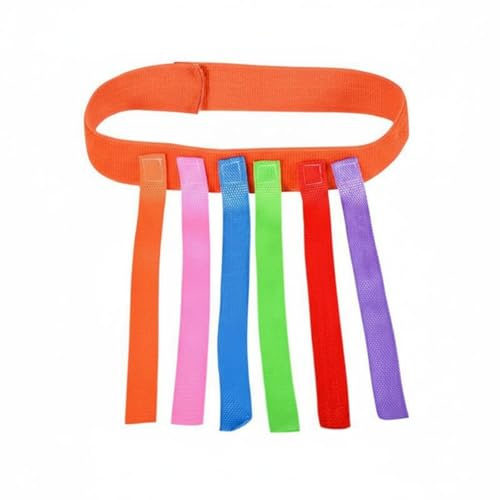 Chosertory Children Training Belt Tag Game Kids Activity Toy Ribbon Tail With Sensory And Motor Skill Support Suitable for outdoor games parties physical education classes, Orange