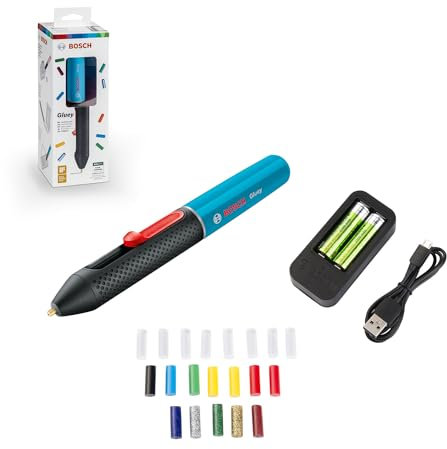 Bosch Akku Heißklebestift Gluey Lagoon Blue (mit 20 Klebesticks, Blau, im Karton)