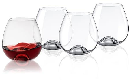 RONA Drink Master # 4 Stemless Burgundy Glass | Set of 4 | 15 oz. |