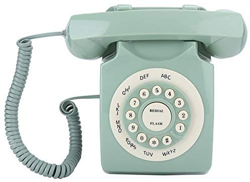 Teléfono Verde Vintage, teléfono Fijo Retro clásico de Estilo Antiguo, teléfono Europeo con Cable con Botones Grandes para el hogar, Escritorio, decoración de Oficina, Regalo