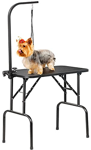 Yaheetech Mesa de Peluqueria Canina Plegable Mesa Peluqueria Canina Mesa de Aseo para Perro Mascotas Antideslizante Carga 100Kg Altura Regulable