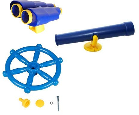 Fernglas+Teleskop Fernrohr+Steuerrad Spielturm Set Spielplatz Zubehör (blau)