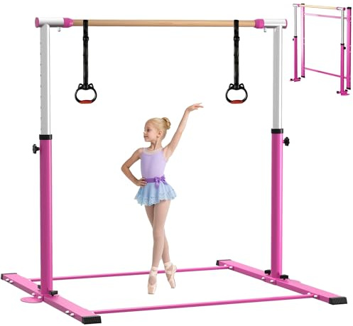 EL&IT·Wings Gymnastic Kip Bar,Horizontal Bar for Kids Girls Junior,3' to 5' Adjustable Height,Home Gym Equipment,Ideal for Indoor and Home Training,300lbs Weight Capacity