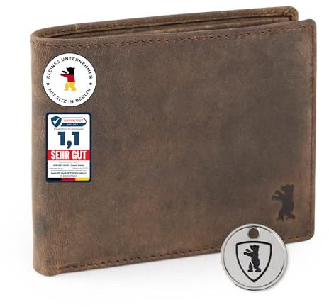 Berliner Bags Vintage Portefeuille en Cuir, Portemonnaie avec Protection RFID Certifiée TÜV et Coffret Cadeau pour Homme - Marron