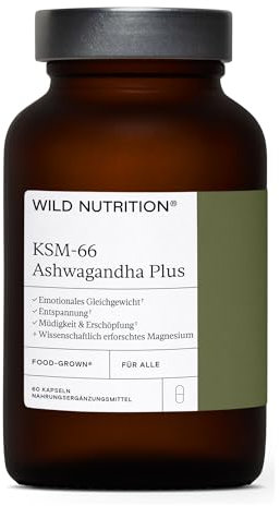 Wild Nutrition Food-Grown® Ashwagandha KSM 66 Plus | Ethically Sourced | Support Mind and Body | No Added Filler | Effective Ashwagandha Tablets - 60 Capsules