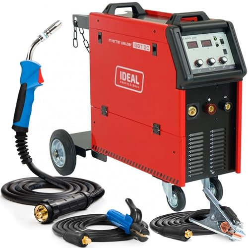 Ideal V MIG 285 4x4 PRO MMA - Saldatrice a Filo Continuo con Gas da 280 A a 400 V - Con 4 Rulli e Carrello - MIG/MAG e MMA - Induttanza, Saldobrasatura - Connettori Euro