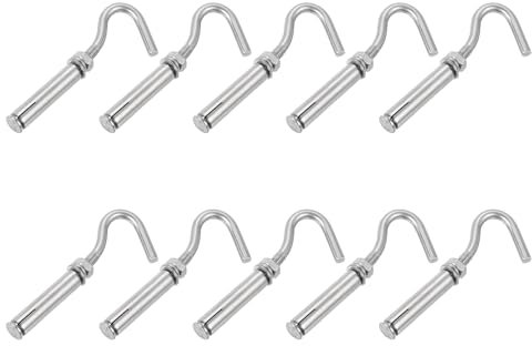 QUARKZMAN 10uds M6 304 Inoxidable Acero Expansión Gancho Estándar Abierta Copa Expansión Perno Tornillo Concreto Gancho para Pared Techo Concreto Mampostería