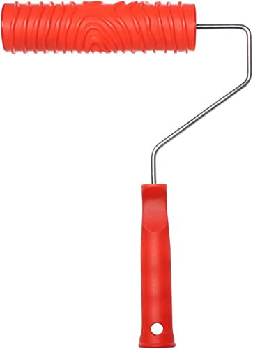 Rodillo de textura, rodillo de pintura estampado, Rodillos de impresión de cepillo de rodillo, pegamento suave en relieve, mango de plástico, conjunto de pintura de pared rojo con múltiples patrones,