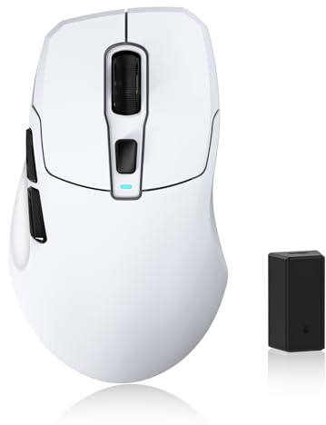 Uranus trådlös spelmus, 26 000 DPI, 8 K pollningsfrekvens, Tri-Mode 2,4 GHz/USB-C/Bluetooth ergonomisk mus med webbdriven, iskylande beläggning, uppladdningsbara spelmöss för laptop/PC/Mac/surfplatta