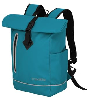 Travelite Rolltop Basic - Mochila impermeable para bicicleta, con cierre enrollable y reflectores, 48 cm, 19 litros, Harbor Blue, Rucksack 48 cm, Mochila impermeable con cierre enrollable