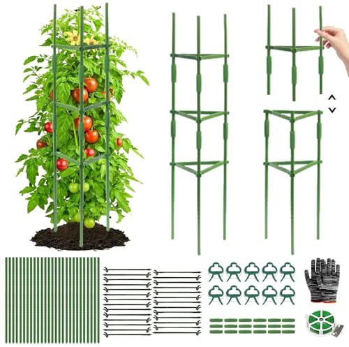 Tomat Tomatenkäfig, Gurkenturm Rankhilfe, Rankgitter für Gurken, Pflanzenstütze, 120cm Verstellbare Höhe