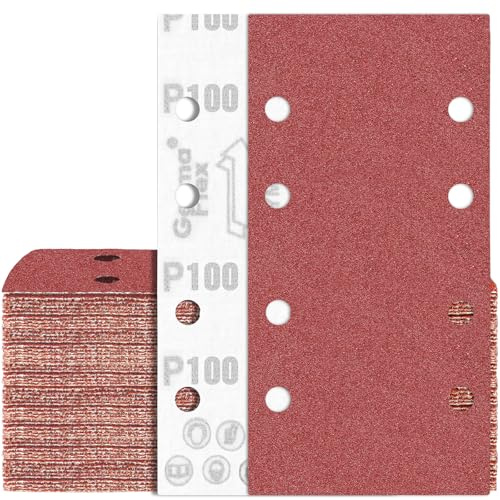 80 stycken slippapper 93 x 185 mm kardborreband 100 korn 8 hål slipblad för vibrationsslipmaskin