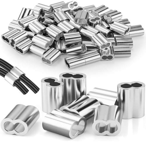 Sturiz 40 stycken repklämmor 10 mm klämhylsor pressklämmor gummirep hängande presenning rep expanderrep presshylsor lockklämmor crimphylsor repkontakter dubbla hylsor klämmhylsor för vajer kabel
