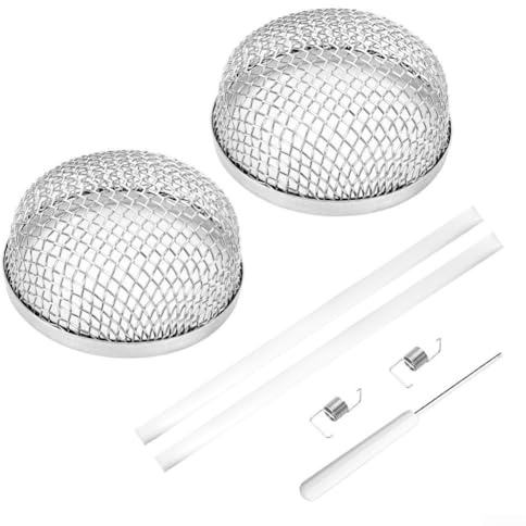 Paquete de 2 cubiertas de ventilación de horno RV con pantallas de malla de acero inoxidable, barrera de insectos resistente a la corrosión para rejillas de ventilación de calentador, incluye