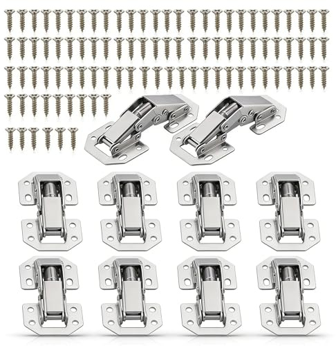 Ztolbriy Schrankscharnier 10 Stück 77x32mm Versteckte Scharnier für Schranktüren und Küchentüren 90 Grad mit Schrauben, Schranktür-Scharnier Set