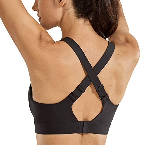 SYROKAN Damen Starker Halt Vollschalen Sport BH Gepolsterter Bra Für Fitnessstudio Lauf Schwarz 80A