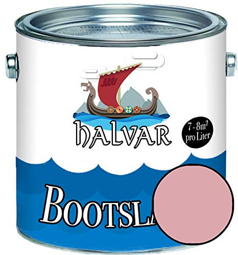 Halvar Boat paint, red, RAL 3000-3031, yacht paint, glossy, boat colour, yacht colour, PU reinforced for wood and metal, extremely durable, highly elastic, ship paint (1 litre, RAL 3015 light pink).