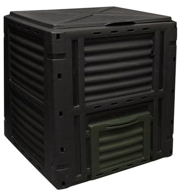 idooka Compost Bin - Garden Compost Accelerator, Outdoor Bin with Lid, 450L, Black Plastic