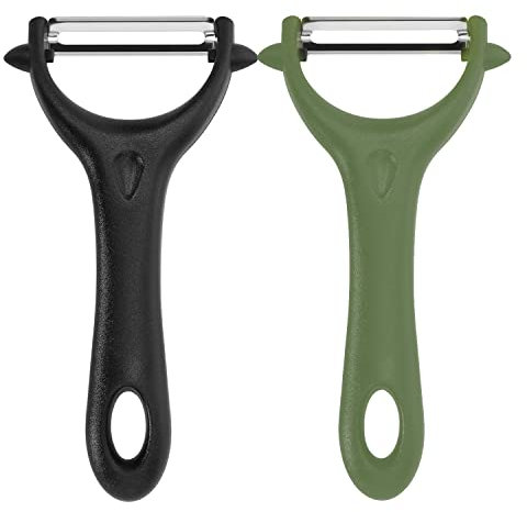 2 Piezas Pelador Universal, Pelador Patatas Manual Pelador de Verduras Acero Inoxidable, Mango Ergonómico Pelador para Frutas y Verduras(Negro, verde)