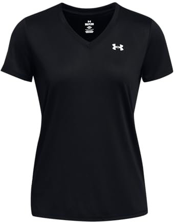 Under Armour Tech SSV-Solid, T-shirt de sport respirant pour femme, T-Shirt manches courtes avec col en V