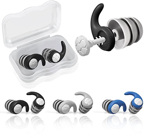 3 Paar Schwimm Ohrstöpsel, Wiederverwendbar Silikon Ohrstöpsel Wasserdicht Schwimm Ohrstöpsel für Erwachsene Geräuschreduzierende Ohrstöpsel zum Schwimmen Surfen Duschen (Schwarz, Grau, Blau)
