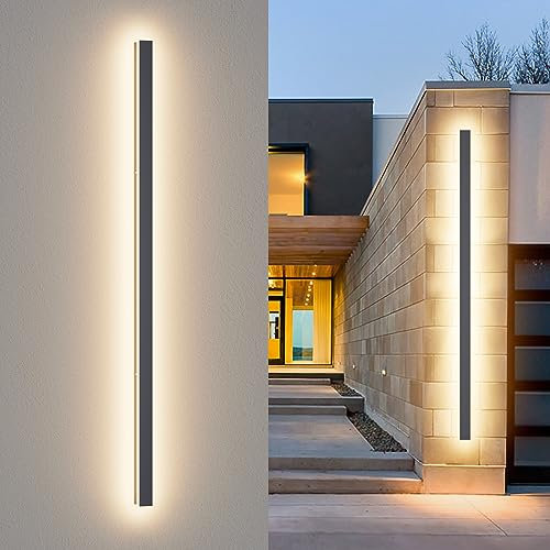 K-Bright Outdoor Wall Light, 45W Long Wall Light Villa Wall Light IP65 Waterproof for Gardens, Terraces, Bedrooms, Living Room Indoor Wall Light (Anthracite, 150CM)