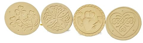 Brown Bag Keramik-Set mit 4 keltischen Symbolen, Keksstempel, Design, Küchenutensilien, Backzubehör, Geburtstagsgeschenk, Teatime, Einweihungsgeschenk