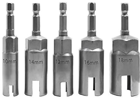 Saipor 5 Stück Power Flügelmutter Treiber, 1/4 Zoll Sechskantschaft Schlitz-Flügelmutter-Schraubendreher-Set Steckschlüssel Werkzeuge für Panelmuttern Schrauben Auge C-Haken Schraube 10/12/14/16/18mm