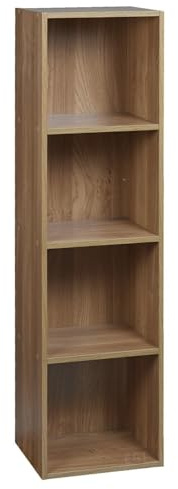 URBNLIVING Tier Wooden Bookcase Shelving Display Storage Shelf Unit Wood Shelves (Oak, 4 Shelf)